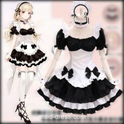 Gentle Anime French Bowknot Waitress Maid Cosplay Dress 1