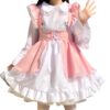 Adorable Lolita Anime Pink Princess Maid Dress 4