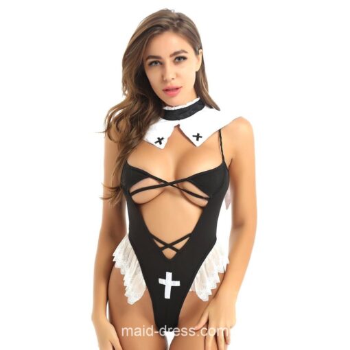 Erotic Costumes High Cut Fancy Bodysuit Maid Lingerie 8