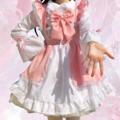 Adorable Lolita Anime Pink Princess Maid Dress 5