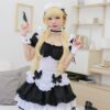 Gentle Anime French Bowknot Waitress Maid Cosplay Dress 5